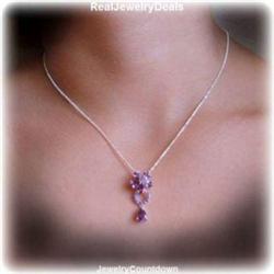 Amethyst FLOWER Necklace Sterling Silver SOLID