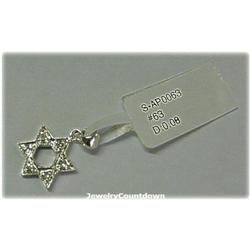 Star David Diamond 14K White Gold Pendant Charm