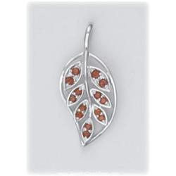 Garnet Necklace Charm Pendant LEAF Genuine