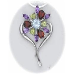 Necklace Amethyst Citrine Garnet Silver SOLID