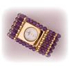 Image 1 : Amethyst Simulated Diamond Watch Gold Bangle New