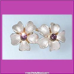 DOUBLE PLUMERIA PIN BROOCH GOLD CRYSTAL SWAROVSKI