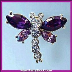 DRAGONFLY PIN BROOCH GOLD SWAROVSKI CRYSTALS