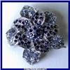 Image 1 : BLUE FLOWER PIN BROOCH ALL SWAROVSKI CRYSTAL GOLD