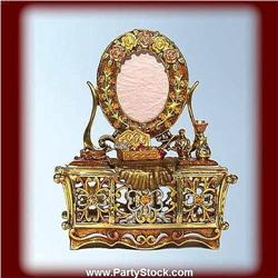 GOLD VANITY SWAROVSKI CRYSTALS BOX DOLL HOUSE