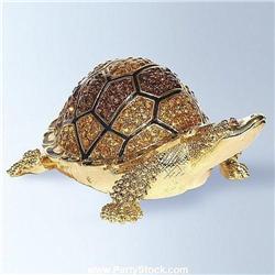 GOLD SWAROVSKI CRYSTAL BOX NEW LARGE TURTLE