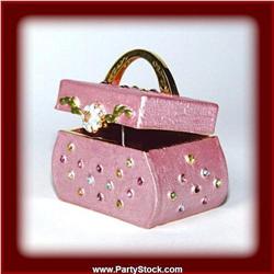 GOLD PINK PURSE SWAROVSKI CRYSTAL BOX VINTAGE