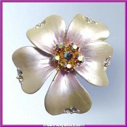 PLUMERIA PIN BROOCH GOLD CRYSTAL SWAROVSKI