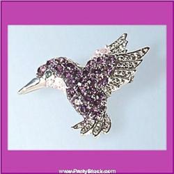 HUMMINGBIRD PIN BROOCH GOLD SWAROVSKI CRYSTAL
