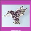 Image 1 : HUMMINGBIRD PIN BROOCH GOLD SWAROVSKI CRYSTAL