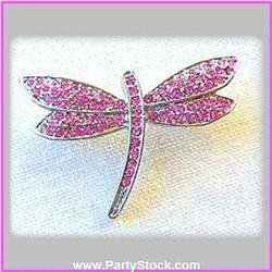 DRAGONFLY PIN BROOCH GOLD SWAROVSKI CRYSTALS PINK