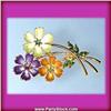 Image 1 : 3 FLOWER PIN BROOCH GOLD CRYSTAL SWAROVSKI