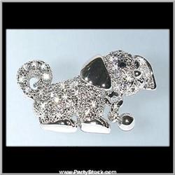 PUPPY DOG PIN BROOCH GOLD SWAROVSKI CRYSTALS