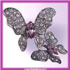 Image 1 : 2 BUTTERFLIES PIN BROOCH GOLD SWAROVSKI CRYSTAL