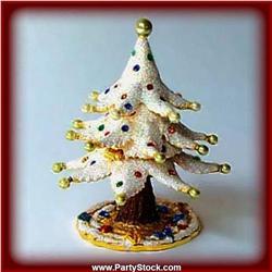 WHITE CHRISTMAS TREE BOX SWAROVSKI CRYSTAL GOLD