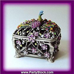 GOLD SWAROVSKI CRYSTALS PEACOCK BOX NEW