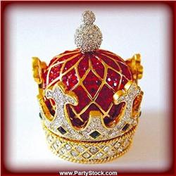 FLEUR DE LIS CROWN GOLD SWAROVSKI CRYSTAL BOX NEW