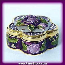 ROSEBOX NEW GOLD SWAROVSKI CRYSTALS BLUE NEW