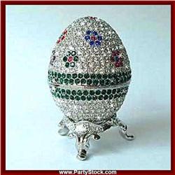 PLATINUM FLOWERED FABERGE EGG BOX CRYSTALS NEW