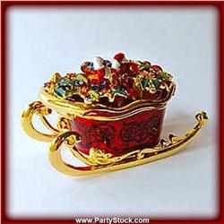 CHRISTMAS SLEIGH GOLD BOX SWAROVSKI CRYSTALS