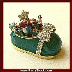 GOLD BLUE BABY SHOE BOX NEW SWAROVSKI CRYSTALS