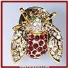 Image 1 : BEE PIN BROOCH GOLD RED SWAROVSKI CRYSTALS