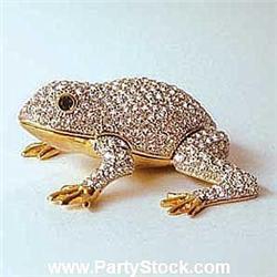 GOLD SWAROVSKI CRYSTAL BOX NEW JUMPING FROG WHITE