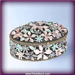 OVAL PLUMERIA BOX NEW GOLD SWAROVSKI CRYSTALS NEW