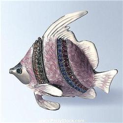 GOLD SWAROVSKI CRYSTAL BOX NEW REEF FISH MOTHER OF PEARL