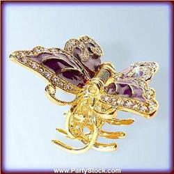 BUTTERFLY HAIR CLIP GOLD CRYSTAL SWAROVSKI