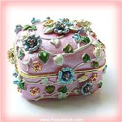 PINK FLOWERGOLD SWAROVSKI CRYSTALS BOX NEW