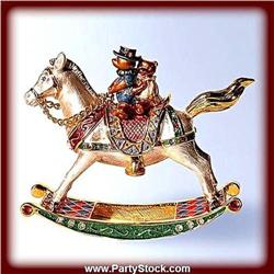 GOLD CRYSTAL BABY ROCKING HORSE TEDDY BEAR BOX NEW TOYS