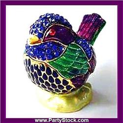 24K GOLD SWAROVSKI CRYSTALS BLUE BIRD BOX NEW