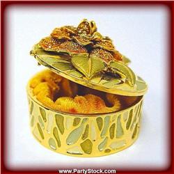 GOLD PINK RED FLOWER SWAROVSKI CRYSTAL BOX NEW