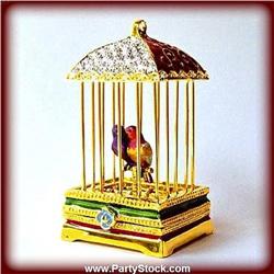 GOLD SWAROVSKI CRYSTAL LOVE BIRD CAGE BOX NEW