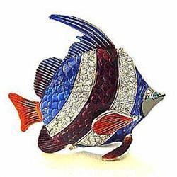 BLUE FISH JEWELRYBOX NEW GOLD CRYSTALS