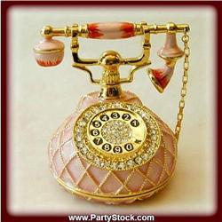 PINK TELEPHONE GOLD SWAROVSKI CRYSTAL BOX NEW