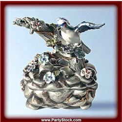 GOLD AUSTRIAN CRYSTAL FLYING BIRD BOX NEW