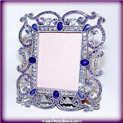 GOLD ORNATE BLUE SWAROVSKI CRYSTAL PHOTO FRAMEP-12 BL