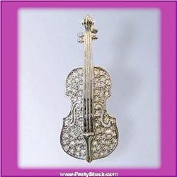 VIOLIN PIN BROOCH GOLD SWAROVSKI CRYSTALS