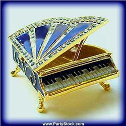 BLUE PIANO BOX NEW GOLD SWAROVSKI CRYSTALS 24K
