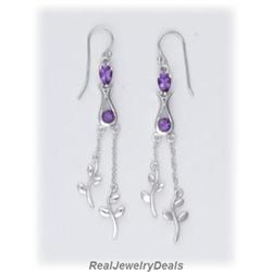 Genuine Amethyst LONG NEW DANGLE Earring Drop