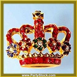 ROYAL CROWN PIN BROOCH GOLD SWAROVSKI CRYSTAL