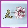 Image 1 : PINK ROSE PIN BROOCH GOLD SWAROVSKI CRYSTALS