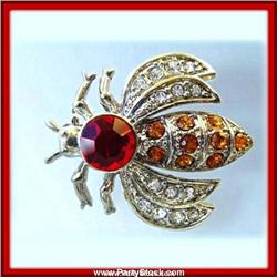 BUMBLE BEE PIN BROOCH GOLD SWAROVSKI CRYSTALS