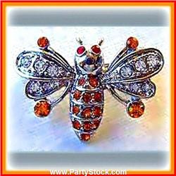 BEE PIN BROOCH GOLD SWAROVSKI CRYSTALS GREEN