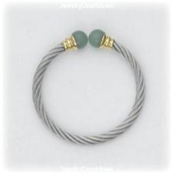 Stainless Steel Magnetic Jade Bracelet 2 Tone