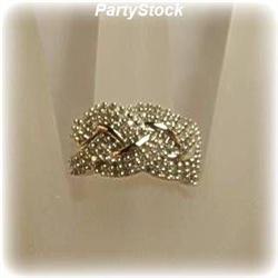 10K White Gold Stippled Diamond Ring Heavy 8 Sz.