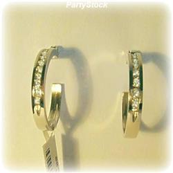 1" REAL DIAMOND HOOPS EARRINGS 14K WHITE GOLD