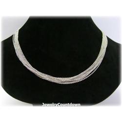 SOLID 14K White Gold Necklace Chain 9 Strand 18"